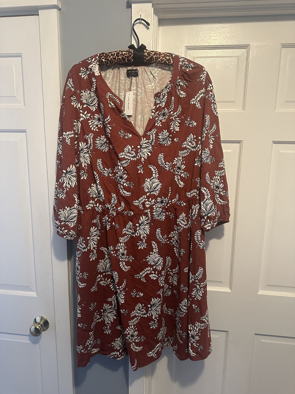 LB Rust Floral Pattern Boho Tunic Dress NWT 26/28
